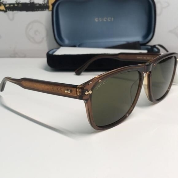 ✨ Brand New Gucci GG0911S 003 Sunglasses – Brown Frame with Green Lenses ✨ - Picture 10 of 14